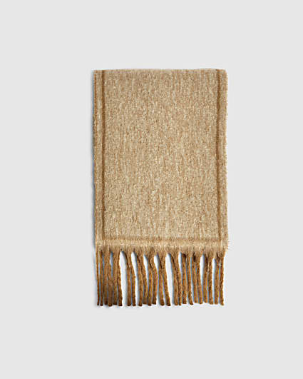 Cream Fluffy Knit Tassel Scarf