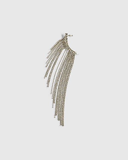 Silver Cupchain Beaded Ear Cuff