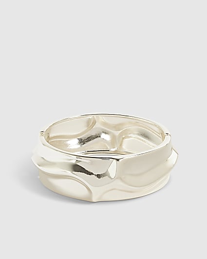 Silver Hammered Hinge Bangle