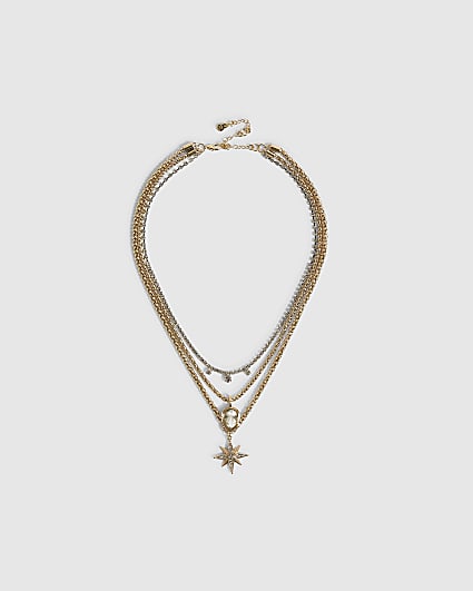 Gold Star Multirow Necklace