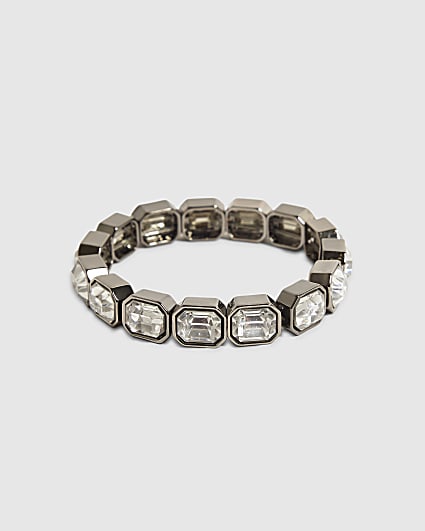 Silver Rhinestone Stretch Bracelet