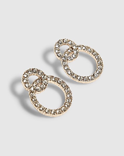 Rose Gold Double Ring Stud Earrings