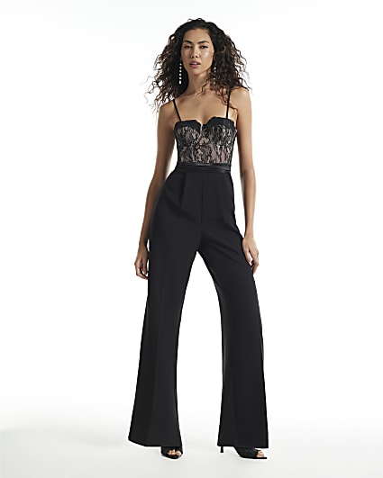 Black Corset Detail Jumpsuit