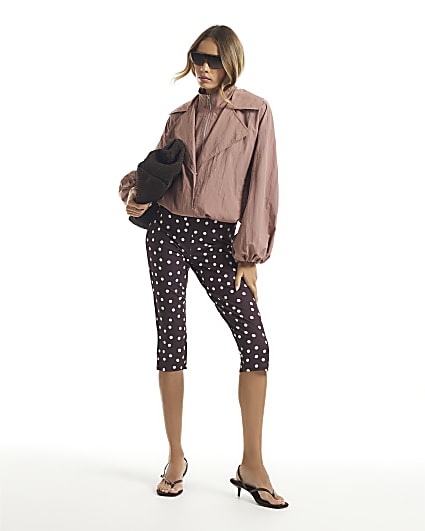 Brown Spot Stretch Capri Trousers