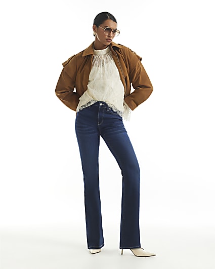 Blue Mid Rise Bootcut Jeans