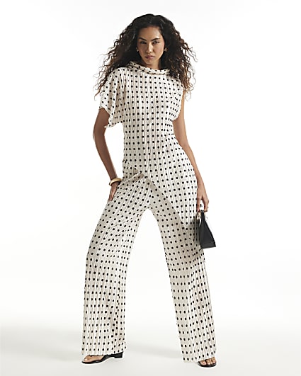 White Spot Plisse Asymmetric Top