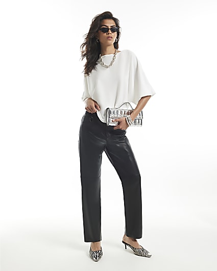Cream Boat Neck Batwing Top