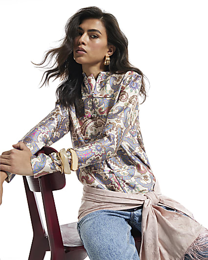 Beige Paisley Frogging Shirt