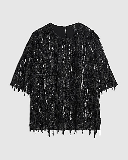 Petite Black Petite Sequin T-Shirt