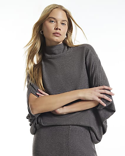 Brown Cosy Cape Top