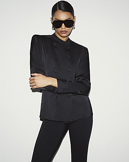 Black Military Button Shirt