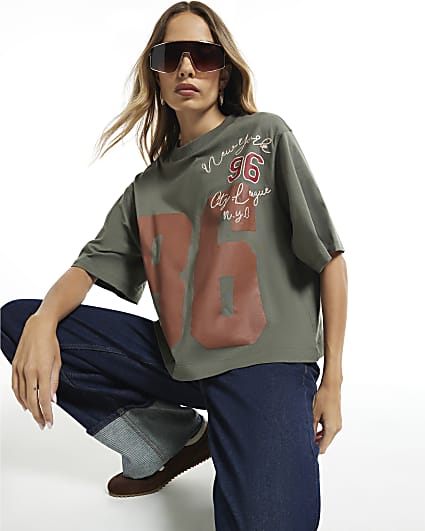 Khaki Varsity Badge T-Shirt