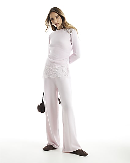 Pink Cosy Wide Leg Trousers