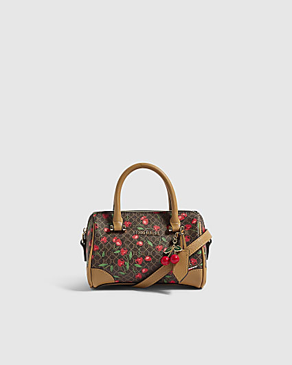 Brown Cherry Monogram Bowler Bag