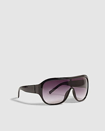 Black Oversized Visor Crystal