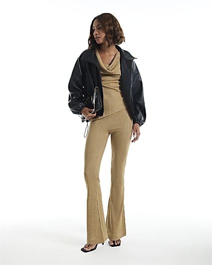 Gold Glitter Kickflare Trousers