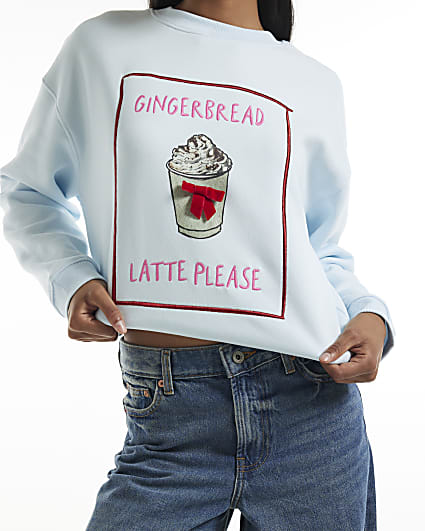 Blue Gingerbread 3D Bow Sweatshirt