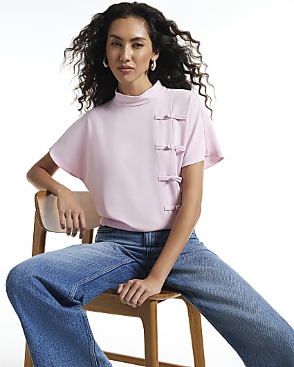 Pink Crepe Frogging Blouse