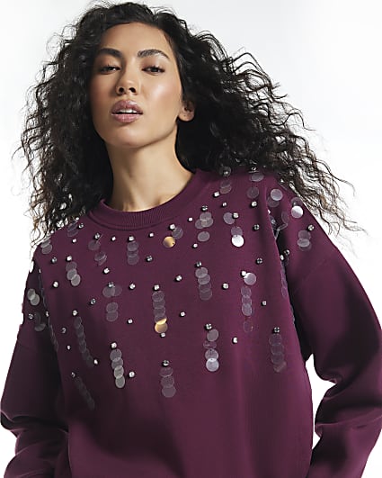 Burgundy Sequin Sweatshirt
