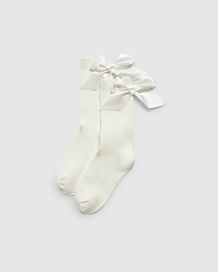 White Bow Socks