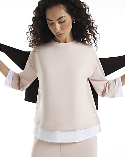Pink Premium Long Sleeve Hybrid Sweatshirt