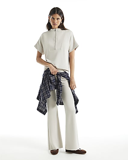 Cream Premium Kickflare Trousers