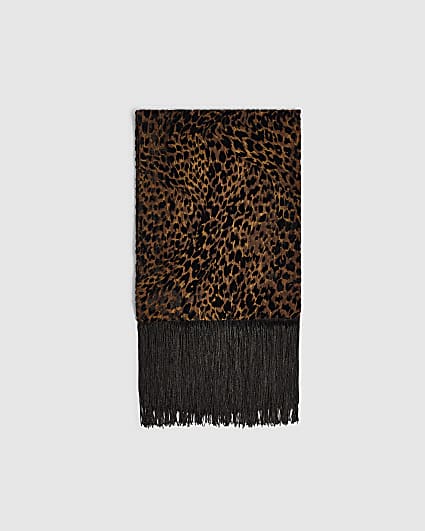 Bronze Leopard Print Scarf