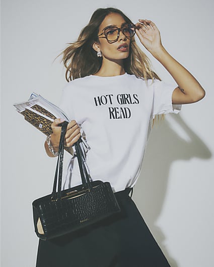 White Cotton Hot Girls Read Baby T-Shirt