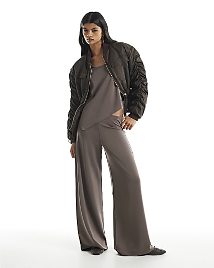 Brown Soft Touch Wide Leg Trousers