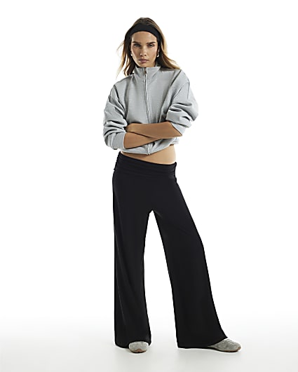 Black Fold Over Waist Band Trousers