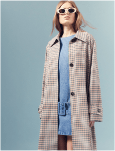 Beige Check Trench Coat