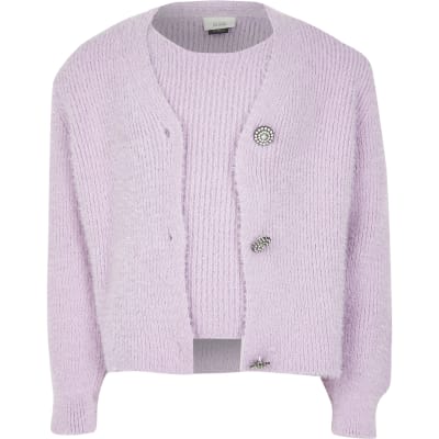 girls purple cardigan