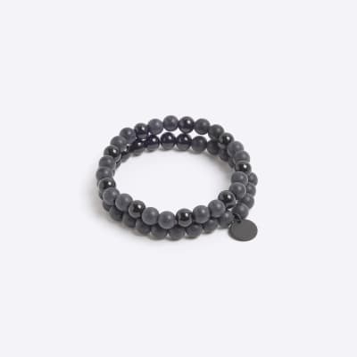 Pack Black Beaded Bracelets River Island