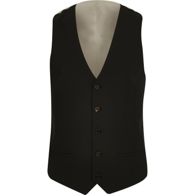 Black slim fit vest Vests Suits men