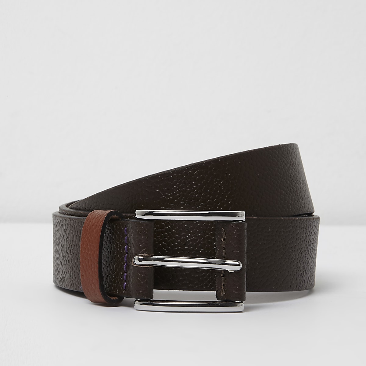 Brown contrast keeper leather belt - Belts - Accessories - men