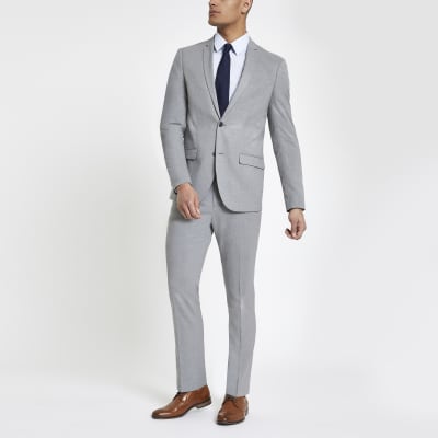 Light Grey Slim Fit Suit Trousers