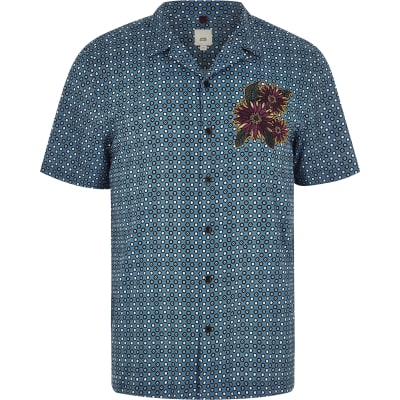 floral embroidered shirt men