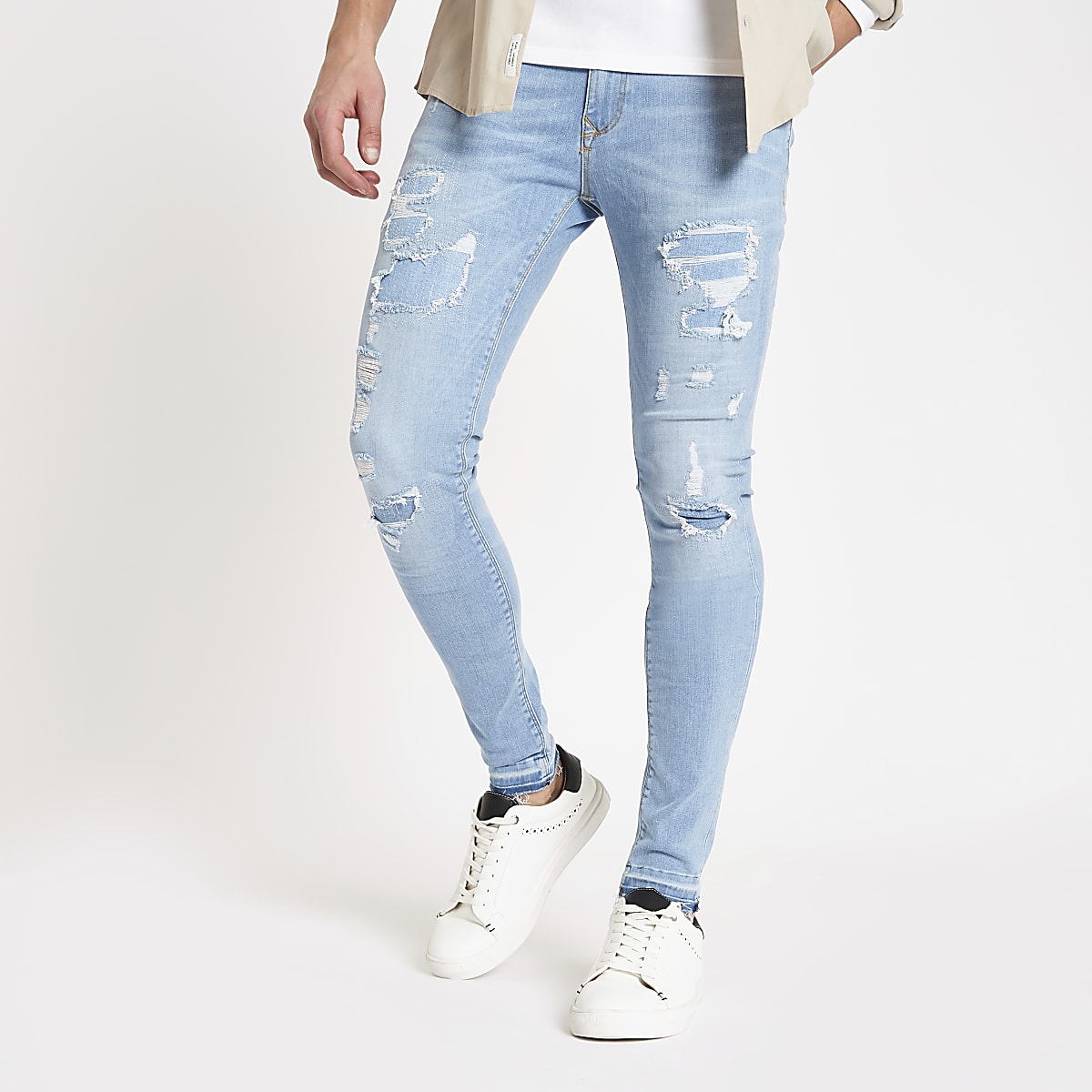 Light Blue Jeans Mens Regular Fit - FitnessRetro