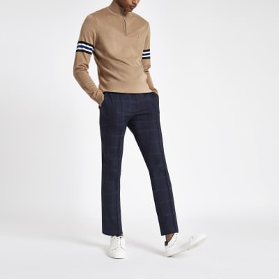 smart checked jogger trouser