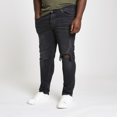 big and tall black ripped jeans
