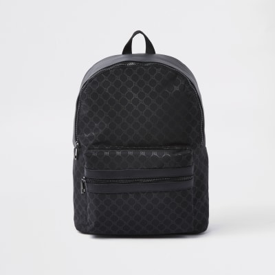 Black faux leather RI monogram backpack - Backpacks / Rucksacks - Bags - men