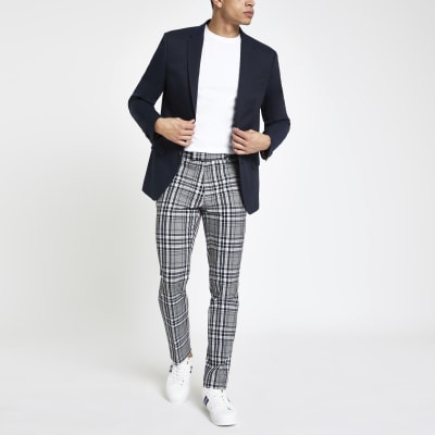 grey check trousers mens