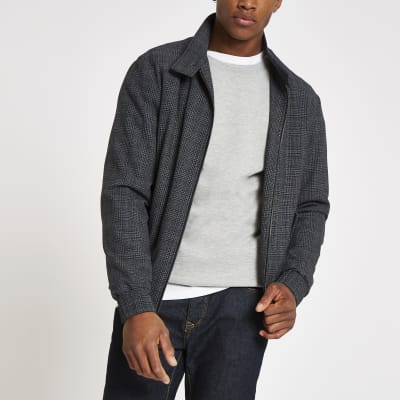 Download Selected Homme grey check Harrington jacket - Jackets ...