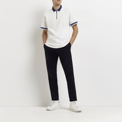 Navy smart skinny fit chino trousers