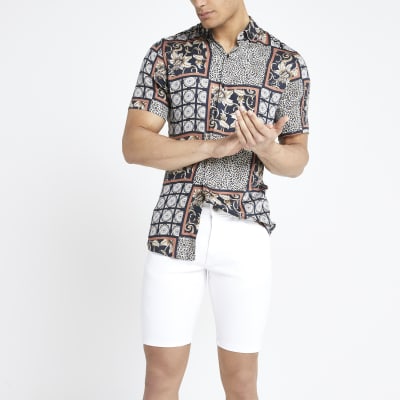 river island white denim shorts