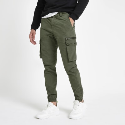 Khaki slim  fit  cargo  trousers River Island