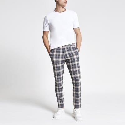 mens navy skinny trousers
