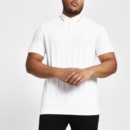 Big and Tall ecru slim fit polo shirt