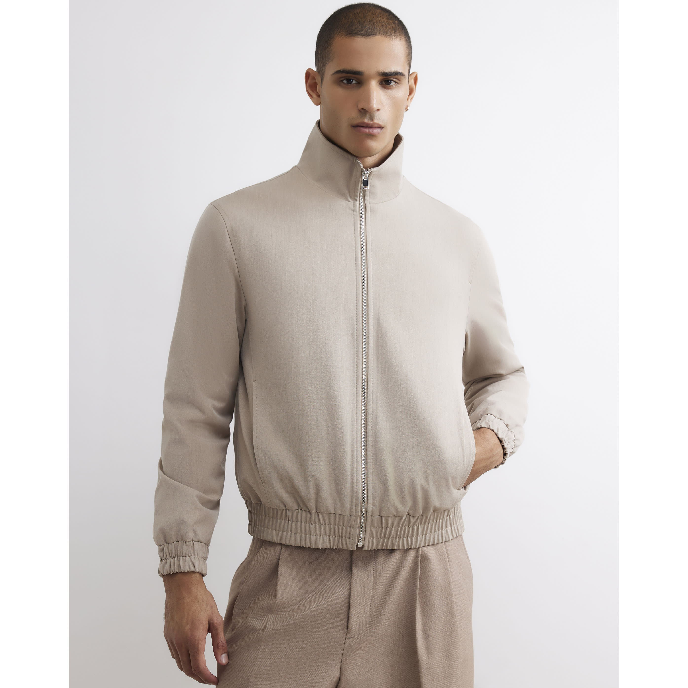 River Island Beige Funnel Neck Jacket