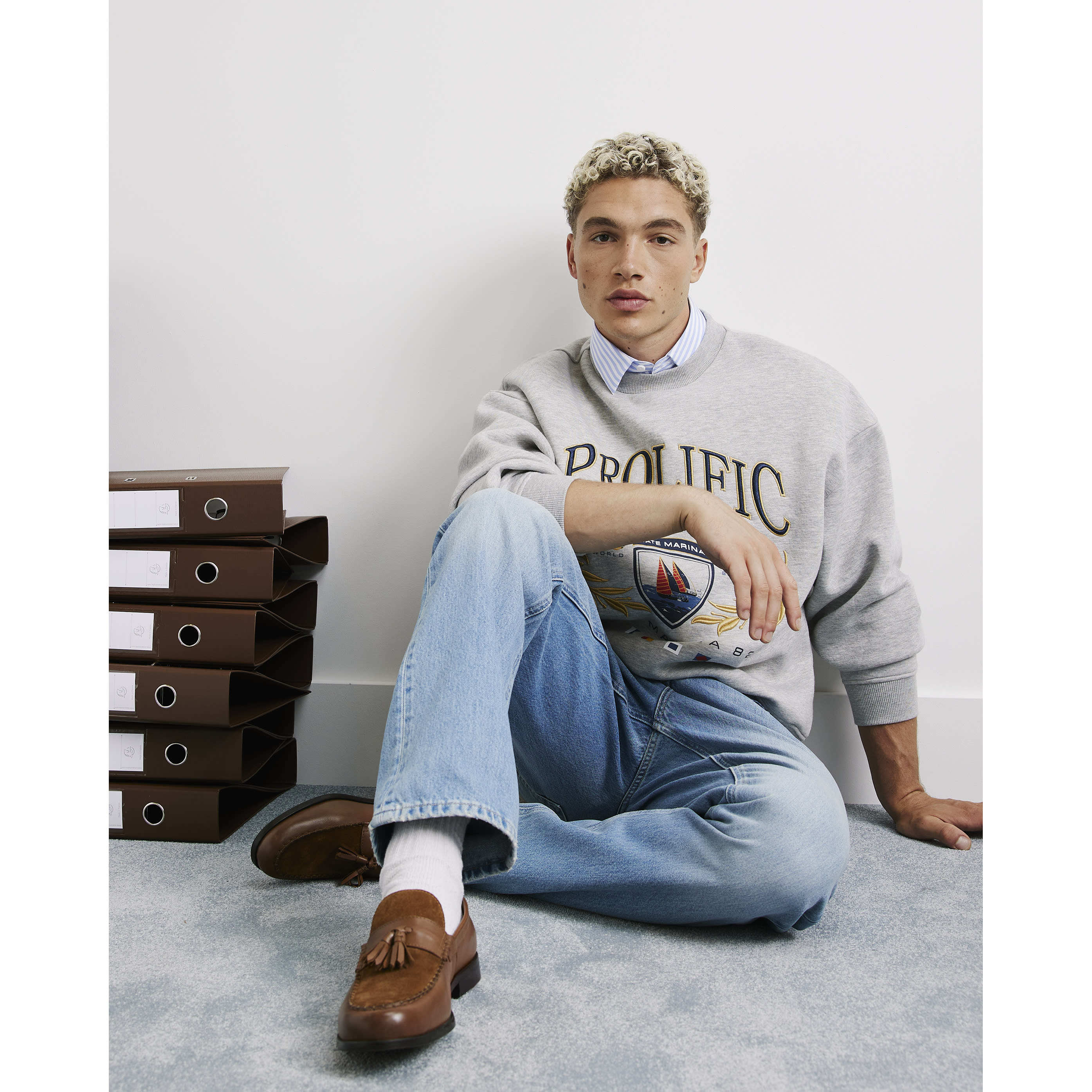 River Island Grey Cotton Prolific Nautical Sweatshirt